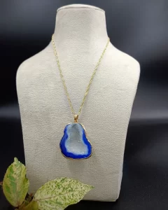 Crystal Cove Druzy Stone Pendant Necklace – Blue Ocean