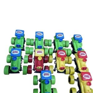 ONE MY CHOICE Train & Friends Kids Push and Pull Spring Toy Cars, Multi-Colour Pack, Green, Red, Yellow (Pack of 1)