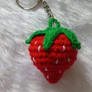 Handmade Crochet Strawberry Keychain – Cute Fruit Charm Accessory