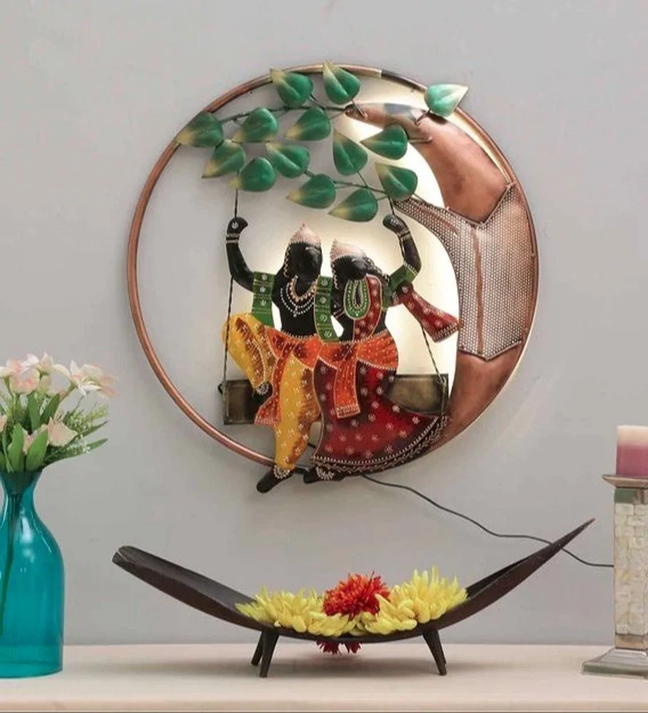 Mild steel Radha Krisha on Jhula - Home DecOR ITEM