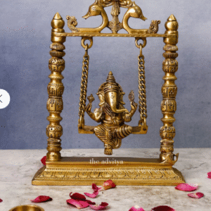 Brass Ganpati Sitting on Jhula