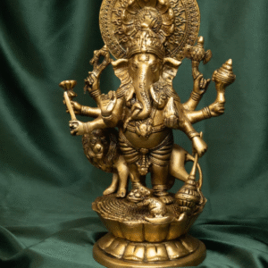 Brass Drishti Ganesh Statue with Ashtabhuja