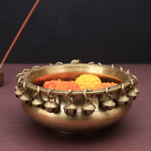 Brass Urli with Bell | Decorative Bowl for Home and Festive Decor