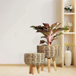 Jute Planter with Legs - Set of Two