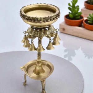 Round Bells Design Urli with Diya Stand