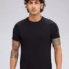 Black Cotton T-Shirt for Men – Regular Fit, Half Sleeves