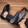 Dunzo Stylish Look for Men with Velcro Slipon Shoes Black colour