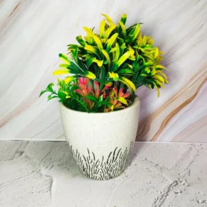 White Leaf design Ceramic Planter