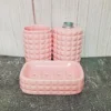 Brick Pattern Khurja Pottery Ceramic Bathroom Set