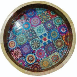 Mango Wood Meenakari Serving Tray