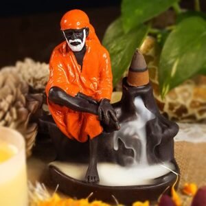 Sai Baba Backflow Smoke Fountain Incense Burner Statue with Cone Incense