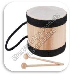 Kids Brown Wooden Musical Round Drum Toy