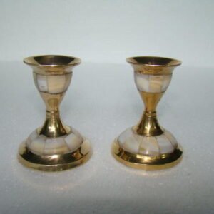 Designer Brass Candle Stands - 6x2x2 Inch , Gold Finish, Handmade Metal Art For Home Decoration, Ideal For Industrial Themes