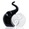 Dpaara Elegant Ceramic Elephant Duo - Black & White Abstract Sculpture
