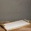 Mango Wood & White Enamel Rectangular Tray