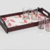 Floral Rectangular Wooden Serving Tray