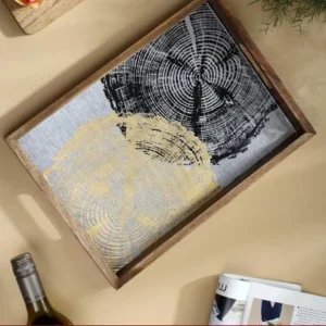 Enamel Coated Wooden Serving Tray