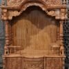 Handcrafted Teak Wood Pooja Mandir - 42x36x20 Inches | Intricate Carvings, Lightweight, Non-toxic, Scratch Resistant, Customizable Design, Elegant Religious Accent