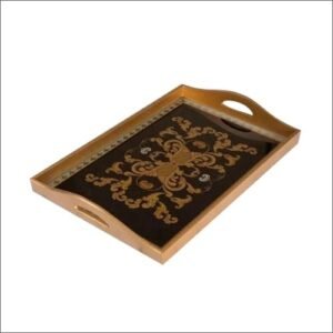Wooden Serving Tray - Multi Color Printed Design | Standard Size, Fine Finishing, Rectangular Shape, Durable Wood Material