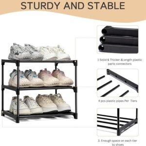 Tier Multipurpose Plastic Rack for Home Kitchen Bathroom & Office Modular Shoe Organizer Storage Shelf Detachable Stackable Design Stand for Clothes, Books, Toiletries & Essentials (3 Layer)