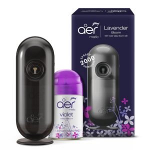 Godrej aer Matic Kit (Machine + 1 Refill) - Automatic Room Fresheners with Flexi Control Spray | Lavender Bloom | 2200 Sprays Guaranteed | Lasts up to 60 days (210ml)