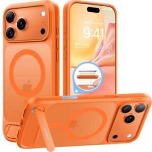 TORRAS Luxury Adjustable Stand Case for iPhone 17 Pro | Mil-Grade Protection Cover | Fit for MagSafe | Slim Matte Finish | Camera Control | Premium Imported | Ostand L1 Guardian 6.3'' Cosmic Orange