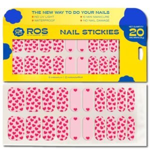 ROS Beauty Nail Stickies | 20 Count | Easy-to-Apply Vibrant Nail Art Stickers | Long-Lasting & Mess-Free | No UV Light | Takes the Natural Shape for Effortless DIY Manicure | Besties for The Resties