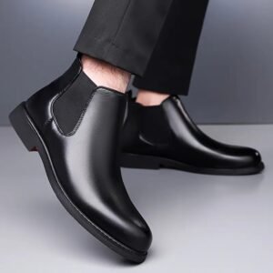 WUGO::Latest Stylish Men's Black Chelsea Boots | Faux Leather Slip-On Ankle Boots | Comfortable Casual & Formal Footwear for Men & Boys