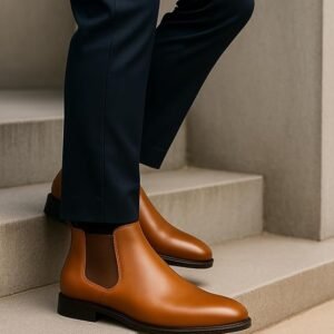 WUGO::Latest Trendy Men’s Tan Chelsea Boots | Premium Faux Leather Ankle Boots | Comfortable Slip-On Footwear for Men's & Boys