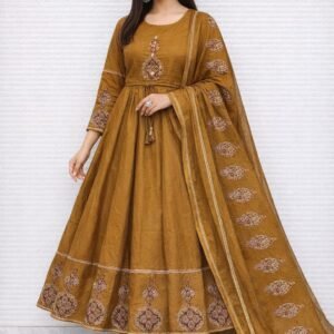 Simora Fashion Cotton Anarkali Kurti Pant And Dupatta Set