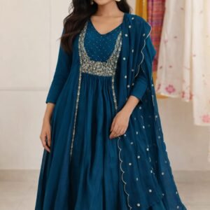 Simora Fashion Heavy Party Wear Embroidery Anarkali Muslin Silk