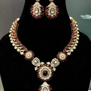 Royal Kundan & Ruby Bridal Necklace Set with Statement Pendant and Earrings