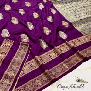 Deep Purple Minakari Khaddi Silk Saree – Handcrafted Heritage in Luxurious Silk