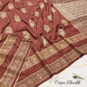 Antique Copper Minakari Khaddi Silk Saree – Earthy Elegance in Handcrafted Luxury