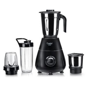 Prestige Apex Blendo 500 Watt Mixer Grinder with 4 Jars (2 Stainless Steel Jars + 2 Nutri Blend) | Super Efficient SS Blades | Black | 2Y Warranty | ISI Certified